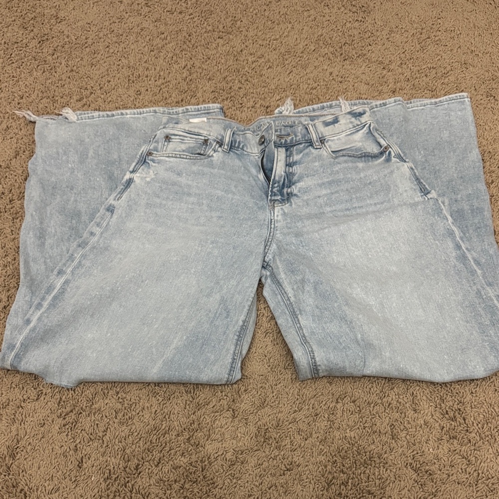 Light Blue Women's ripped baggy y2k Jeans